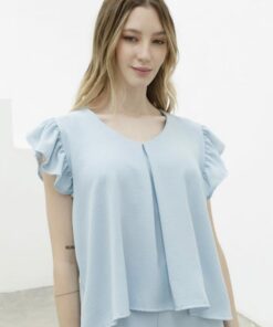 R-2841 BLUSA CEY CON DETALLE DE PINZAS Y VOLADOS MANGAS