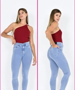 JD-2670 JEAN DIWAY TIRO ALTO ELASTIZADO CELESTE