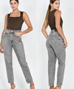 JD-2698 JEAN DIWAY MOM RIGIDO GRIS ROTURAS