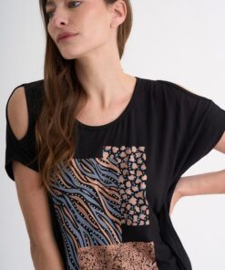 R-2923 REMERA MODAL ESTAMPADA CON MANGA DOLMAM ABIERTA