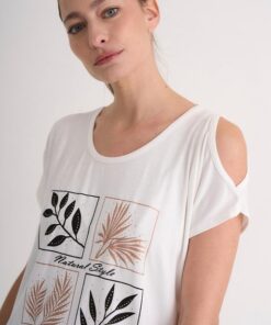 R-2939 REMERA MODAL ESTAMPADOS 4 HOJAS CON TACHAS