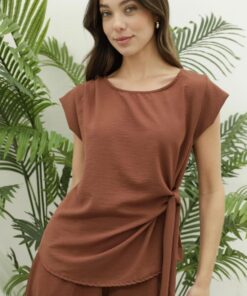 R-2976 BLUSA LISA CON TIRAS PARA ATAR DE COSTADO