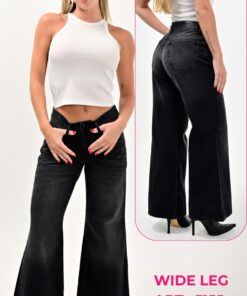 ART-3155 JEAN DIWAY WIDE LEG GRIS LOCALIZADO OSCURO RIGIDO