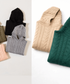 ART-758 SWEATER TRENZADO GRUESO CON CAPUCHA - Imagen 2