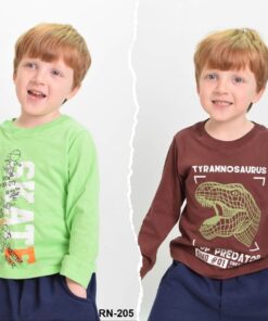 RN-205 REMERA ALGODON NENE ESTAMPADA DINO/SKATE