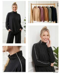 B-345 BUZO DARLON MEDIA POLERA JASPEADO CON MEDIO CUELLO Y DETALLE DE VIVO