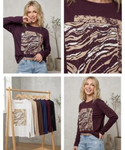 R-3018 REMERA MODAL SOFT CON ESTAMPA CEBRA Y DETALLE DE TACHAS