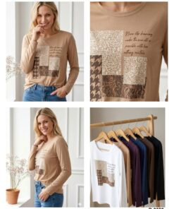 R-3023 REMERA MANGA LARGA ESTAMPADA MODAL SOFT CON DETALLE LETRAS Y TACHAS
