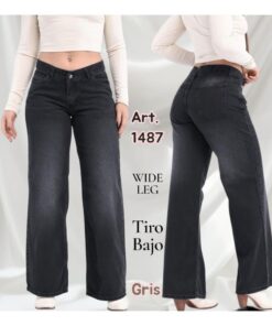 ART-1487 JEAN MUJER WIDE LEG TIRO BAJO GRIS