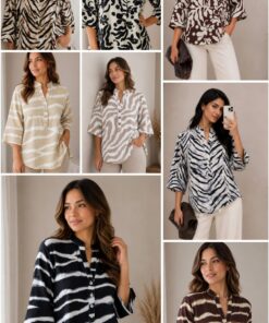CAM-792 CAMISOLA 3/4 CUELLO MAO ESTAMPADA