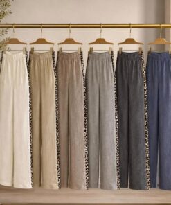 P-258 PANTALON DE LINO COMBINADO ANIMAL PRINT - Imagen 2