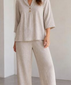 P-260 PANTALON DE LINO TIPO BAGGY CON CINTURA ELASTIZADA