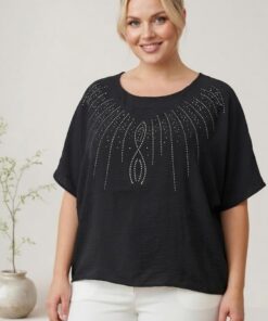 R-3068 BLUSA CEY CON DETALLE DE STRASS EN EL ESCOTE