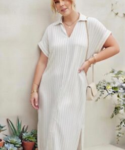 R-3073 CAMISOLA LARGA RAYADA CON BOLSILLOS