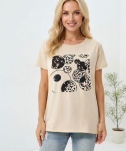R-3074 REMERA MODAL VISCOSA DETALLE ANIMAL PRINT TACHAS