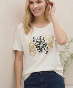 R-3077 REMERA MODAL VISCOSA CON ESTAMPADO TRIBAL Y TACHAS