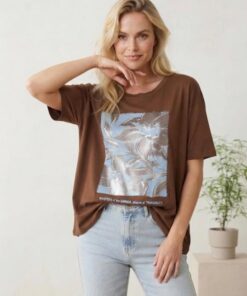 R-3088 REMERA MODAL VISCOSA ESTAMPADA FLORES FOIL