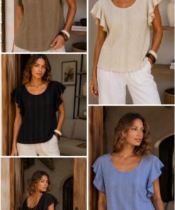 R-3091 BLUSA BRODERY MANGA VOLADOS Y ESCOTE EN LA ESPALDA - Imagen 2