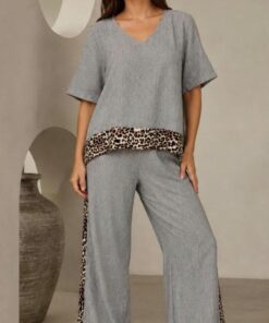 R-3038 BLUSA LINO COMBINADA ANIMAL PRINT