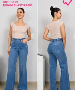 ART-3429 JEAN DIWAY WIDE LEG ELASTIZADO CELESTE