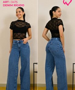 ART-3475 JEAN DIWAY WIDE LEG NEVADO AZUL RIGIDO