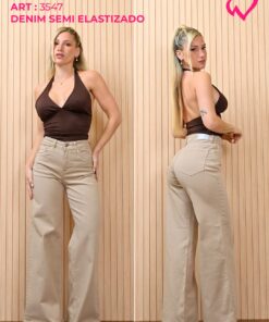 ART-3547 JEAN DIWAY BEIGE WIDE LEG SEMI ELASTIZADO