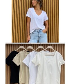 R-3092 REMERA BASICA ALGODON CON LYCRA ESCOTE V