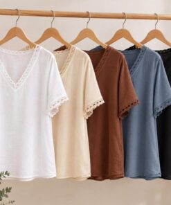 R-3096 BLUSA DE CEY ESCOTE V CON DETALLE DE PUNTILLA - Imagen 2