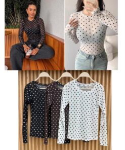 R-3102 CAMISETA TUL CON LUNARES
