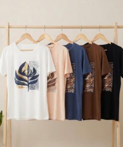 R-3104 REMERA MODAL HOJA CON DETALLE DE LENTEJUELAS DORADAS - Imagen 2