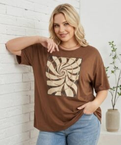 R-3107 REMERA MODAL VISCOSA ESTAMPADA ESPIRAL CON LENTEJUELAS