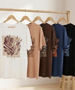 R-3108 REMERA MODAL VISCOSA CON ESTAMPA DE HOJA Y TACHAS - Imagen 2