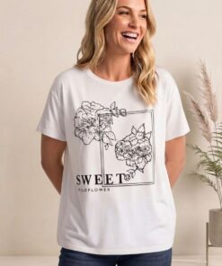 R-3114 REMERA MODAL VISCOSA SWEET CON RECUADRO DOS FLORES